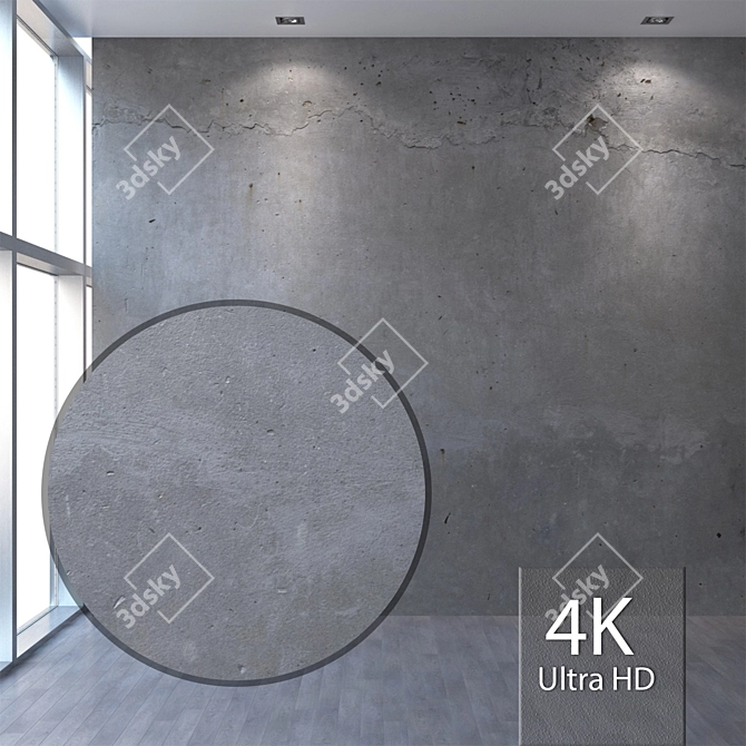 Seamless Concrete Wall Texture 3D model image 1