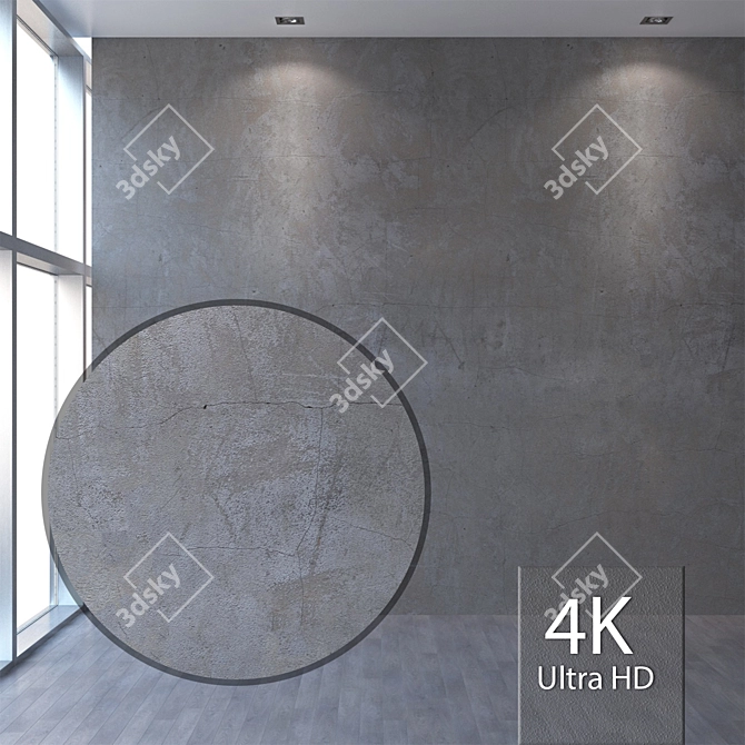 Seamless 4K Concrete Wall Texture 3D model image 1