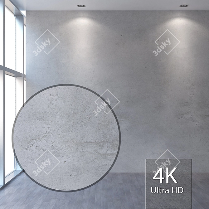 Seamless 4K Concrete Wall 3D model image 1