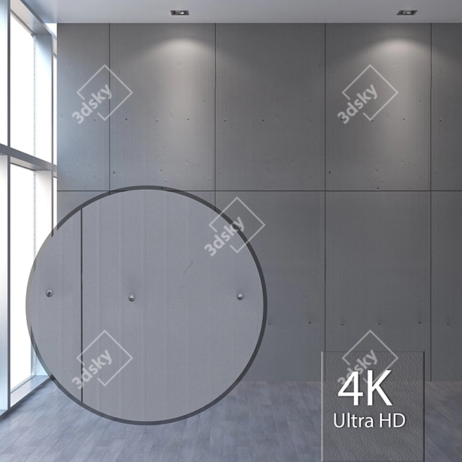 Seamless 4K Metal Wall Panel 3D model image 1