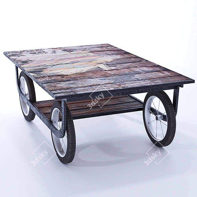 Industrial Chic Coffee Table 3D model image 2
