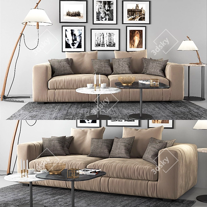 Luxe Velvet Lapo Sofa Set 3D model image 1