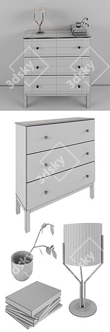 Solid Wood TARVA 3 Drawer Chest 3D model image 3