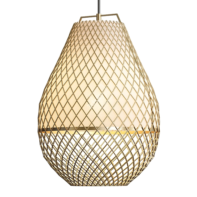 Natural Woven Wicker Pendant Light 3D model image 1