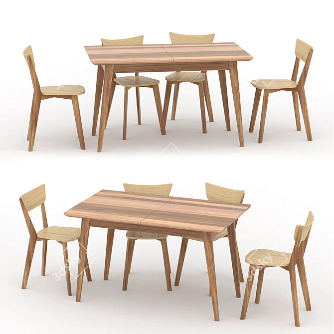 Modern "Rondo" Table and Chairs 3D model image 1