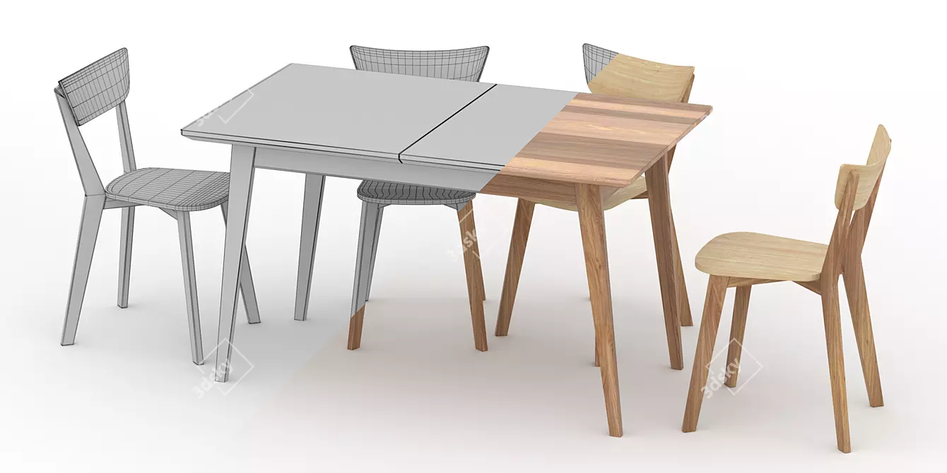 Modern "Rondo" Table and Chairs 3D model image 2