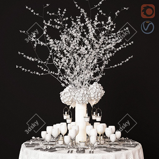 Festive Table Decor Set 3D model image 3