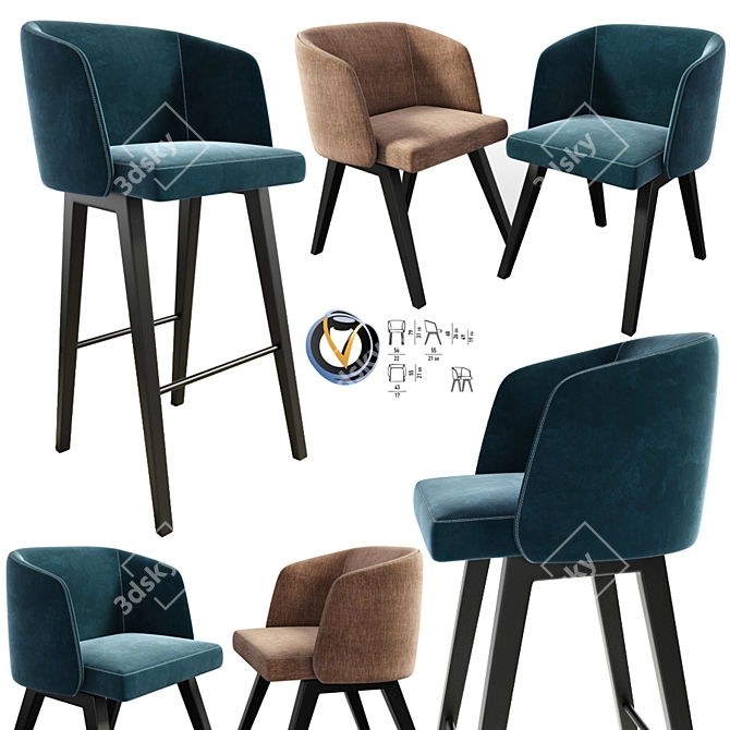 Elegant Minotti Creed Dining Chair 3D model image 1