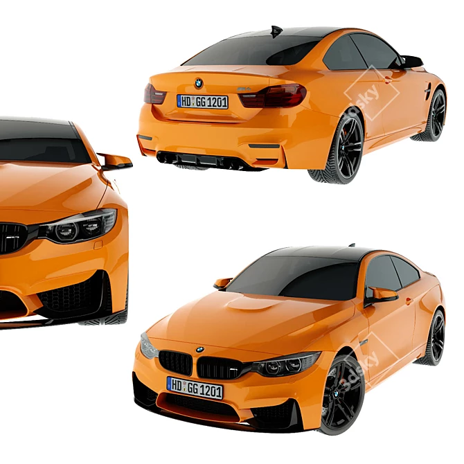 Ultimate Performance: BMW M4 M-Performance Orange 3D model image 1