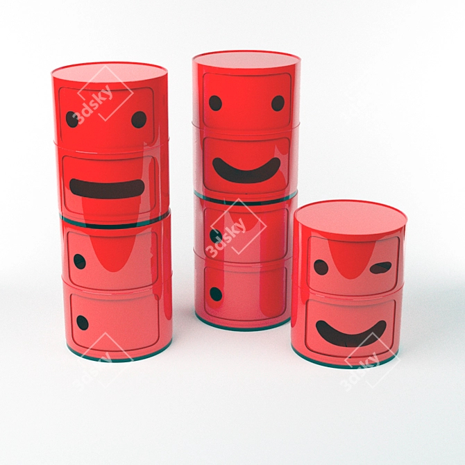 Title: Modular Red "Componibili Smile" Chests 3D model image 1