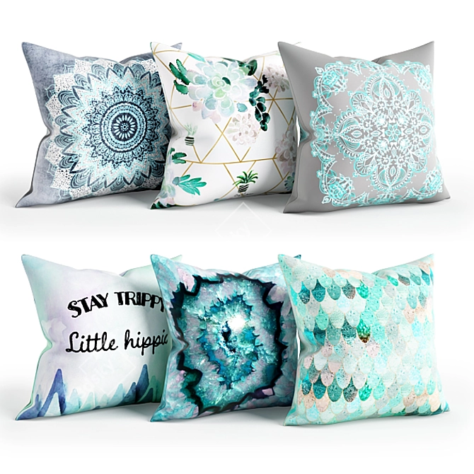 Turquoise Paradise Pillow Set 3D model image 1