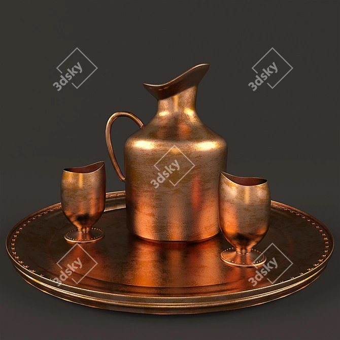 Elegant Copper Glass Set 3D model image 1