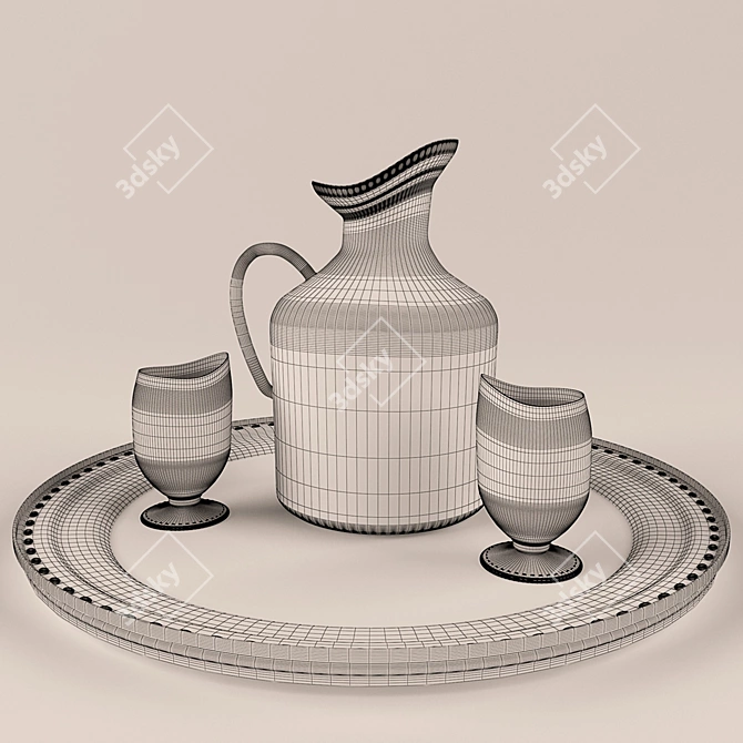 Elegant Copper Glass Set 3D model image 2