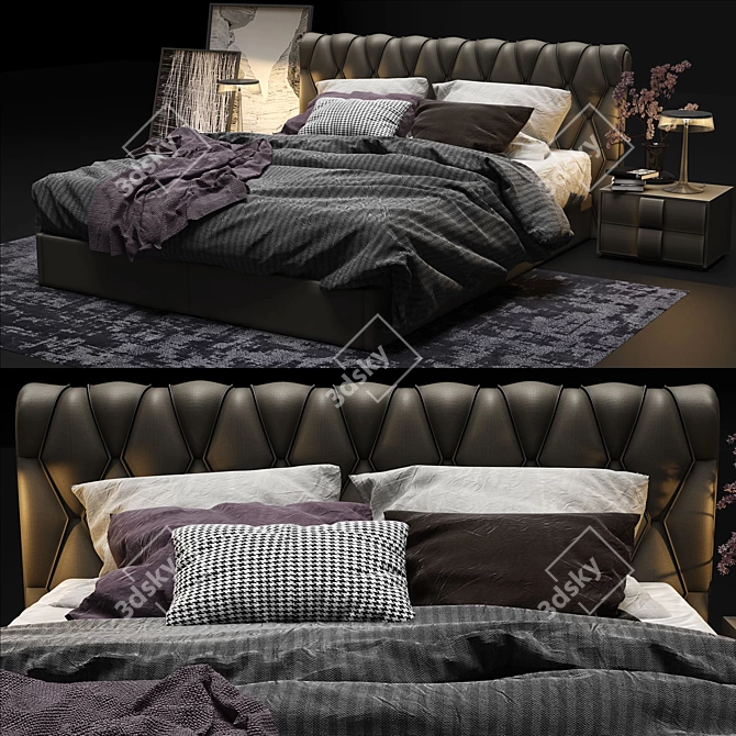 Luxurious Poltrona Frau Bluemoon Bed Set 3D model image 2