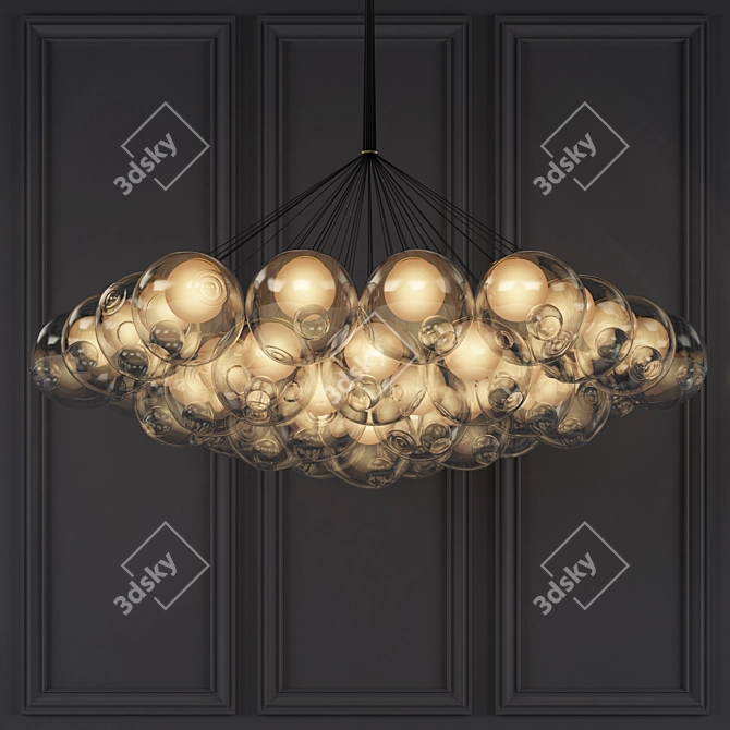 Bocci 37-Bulb Cluster: Striking Glass and Steel Chandelier 3D model image 1