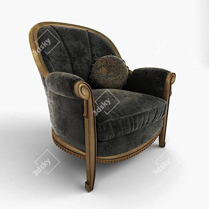 Luxury Art Deco Wooden Armchair 3D model image 1