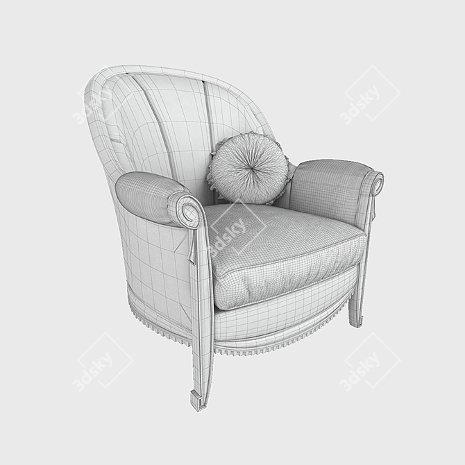 Luxury Art Deco Wooden Armchair 3D model image 2