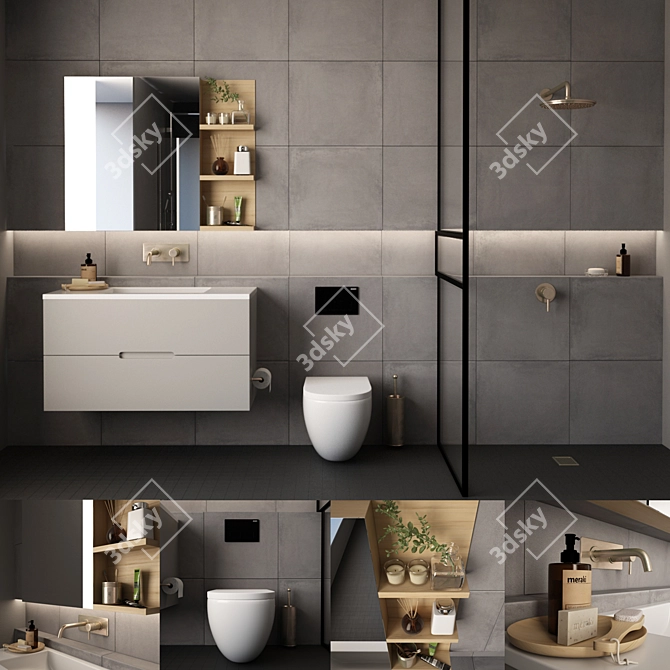 Modern Bathroom Vanity Set 3D model image 1