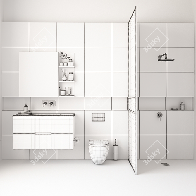 Modern Bathroom Vanity Set 3D model image 2