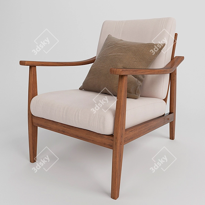 Mid-Century Baxton Studio Lounge Chair 3D model image 1