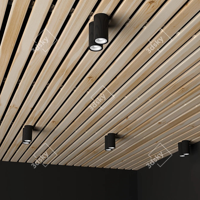 Modern Wooden Ceiling Panel - Donolux N1595 Black 3D model image 1