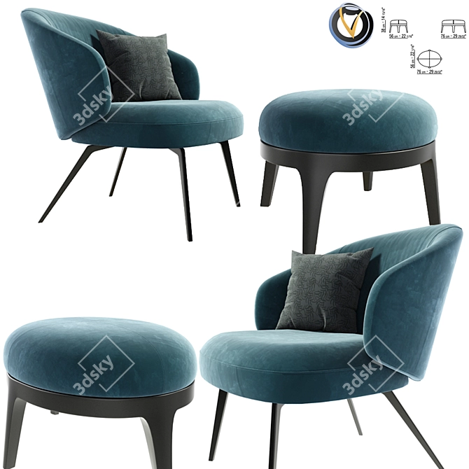 Elegant Lema Bice Arm Chair 3D model image 1