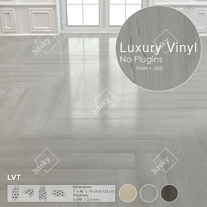 Luxury Vinyl Parquet Tiles: High Res Textures 3D model image 3