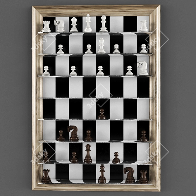 Elegant Chess Set: A Captivating Décor Piece 3D model image 1