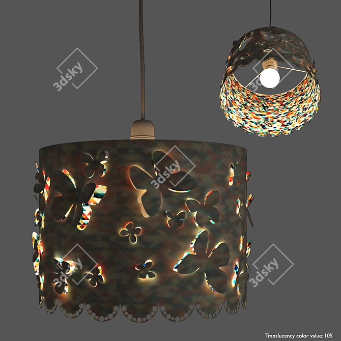 Butterfly Fabric Ceiling Light 3D model image 3