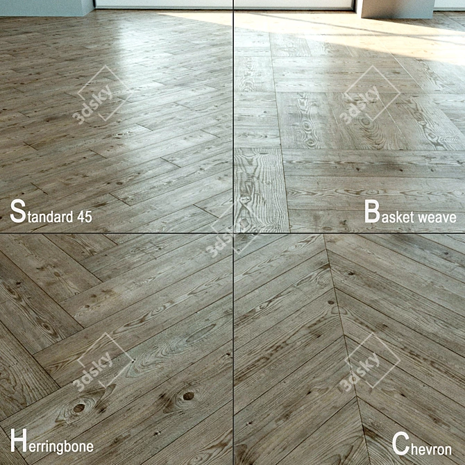 Natural Wood Parquet Flooring 3D model image 1