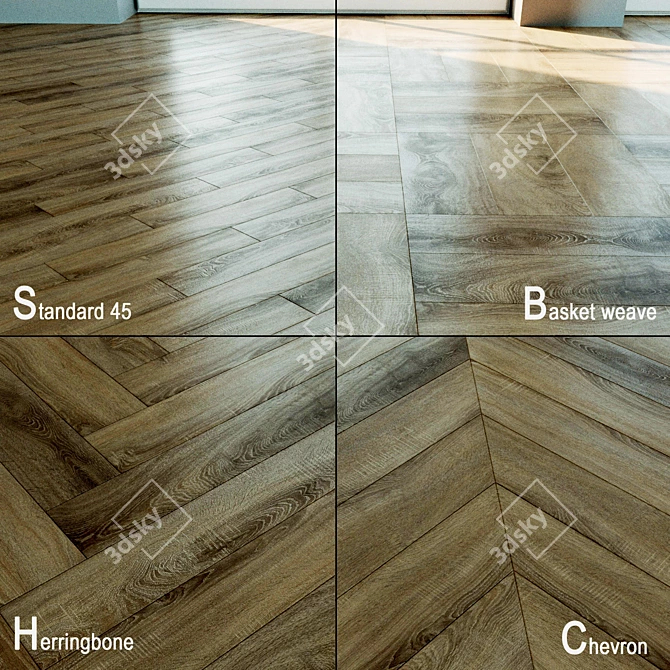 Natural Wood Parquet Flooring 3D model image 1