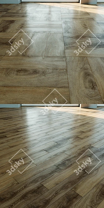 Natural Wood Parquet Flooring 3D model image 3