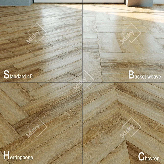 Natural Wood Parquet Flooring 3D model image 1