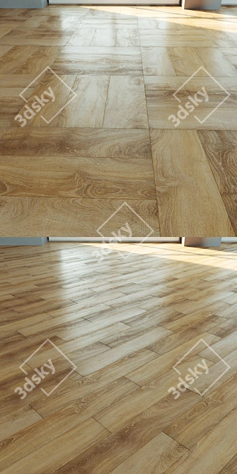 Natural Wood Parquet Flooring 3D model image 2