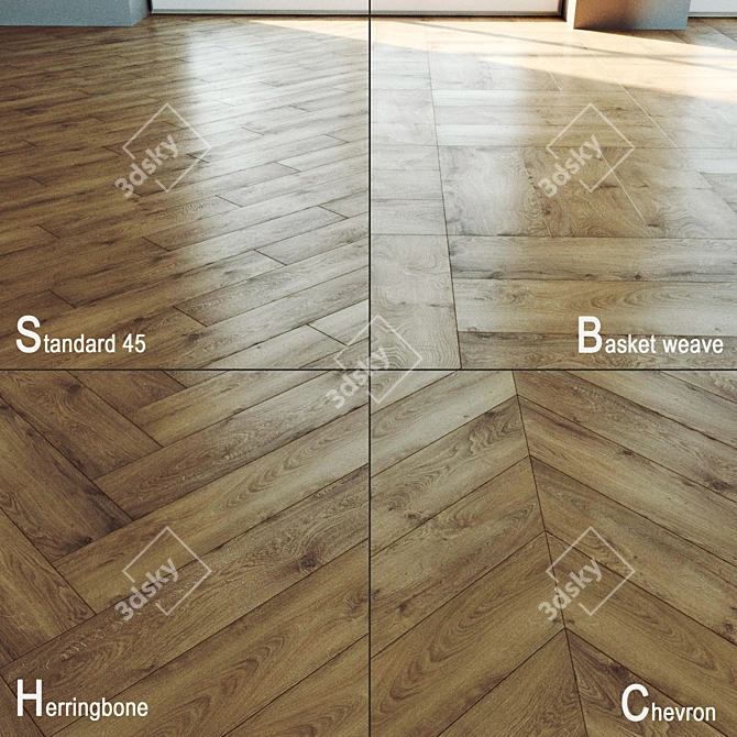 Natural Wood Parquet Flooring 3D model image 1