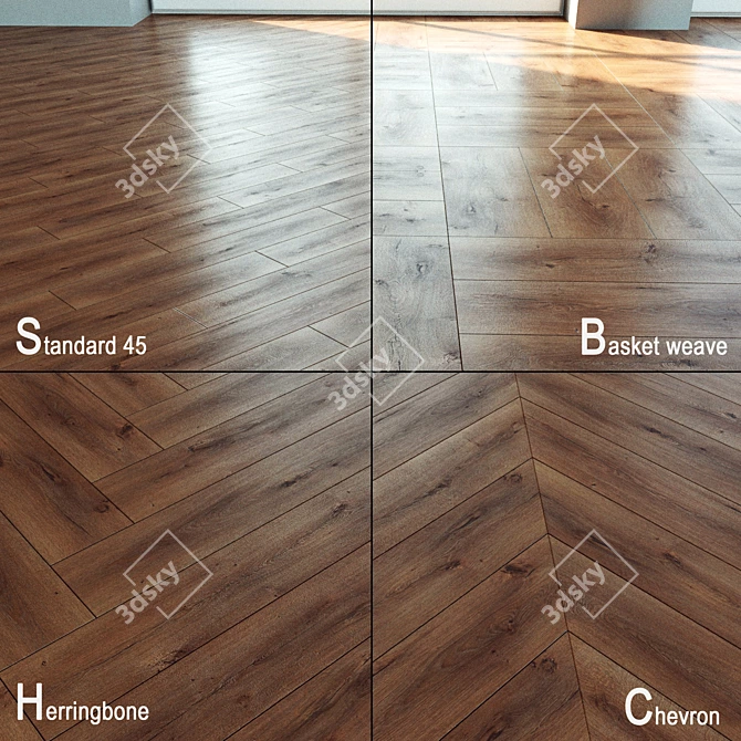 Natural Wood Parquet Flooring 3D model image 1