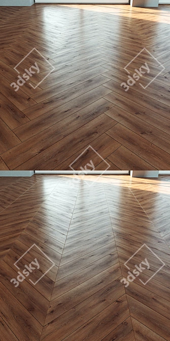 Natural Wood Parquet Flooring 3D model image 2