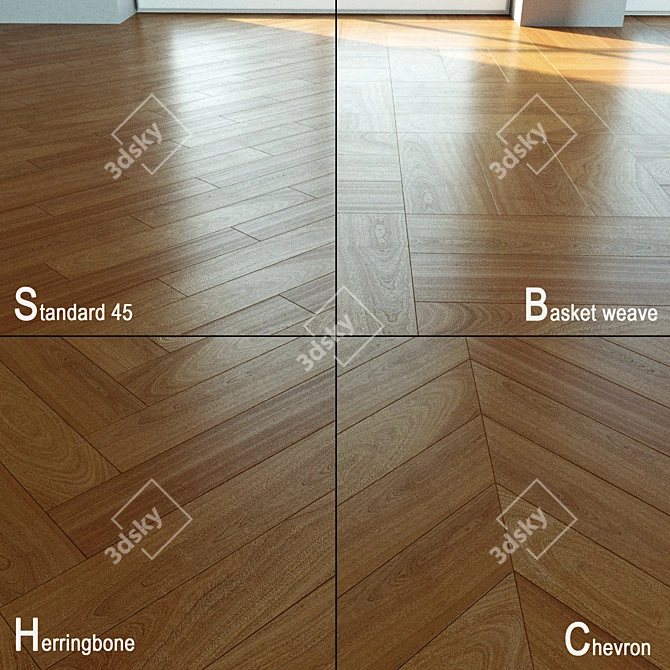 Title: Natural Wood Parquet Flooring 3D model image 1