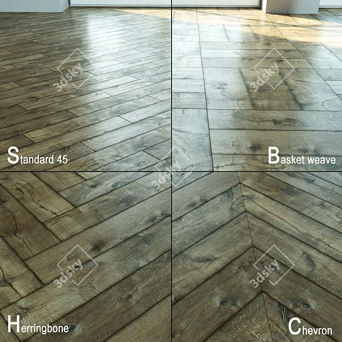 Natural Wood Parquet Flooring 3D model image 1