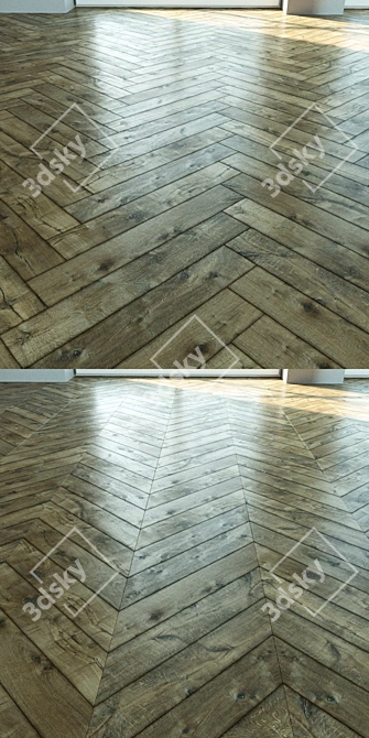 Natural Wood Parquet Flooring 3D model image 3
