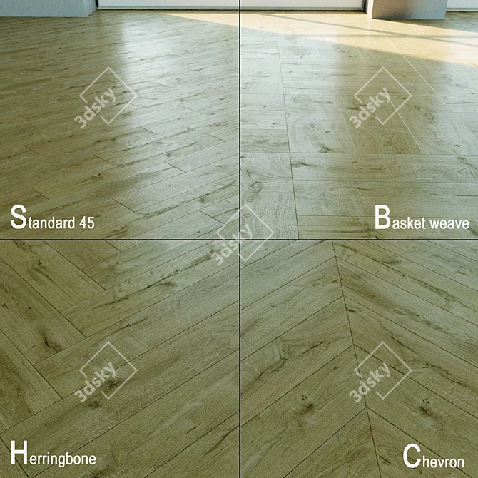 Natural Wood Parquet Flooring 3D model image 1