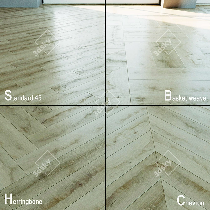 Natural Wood Parquet Flooring 3D model image 1