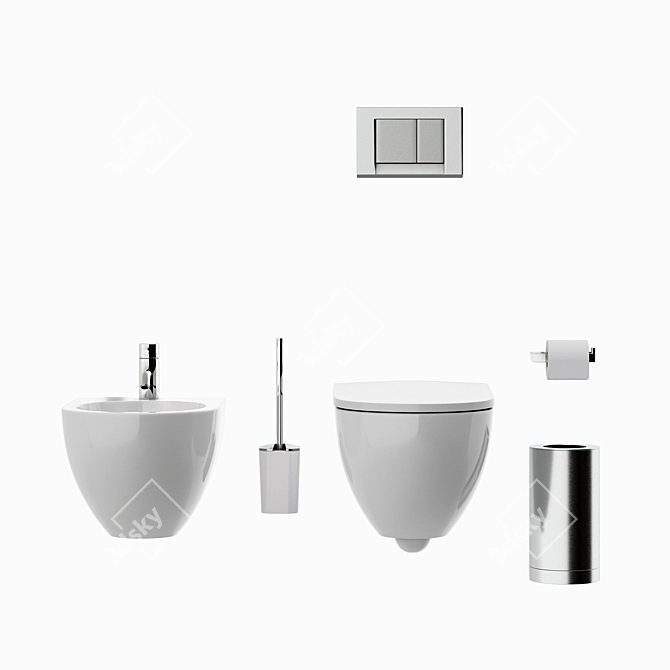 Modern and Hygienic: KERAMAG ACANTO Toilet & Bidet 3D model image 1