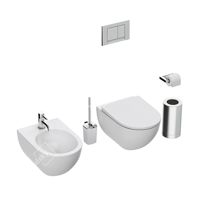 Modern and Hygienic: KERAMAG ACANTO Toilet & Bidet 3D model image 2