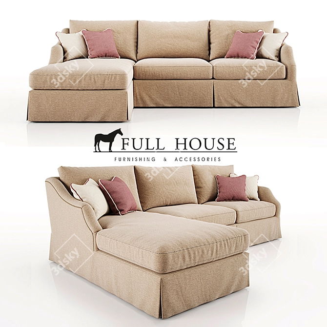 Langford Sandstone Sofa 3D model image 1