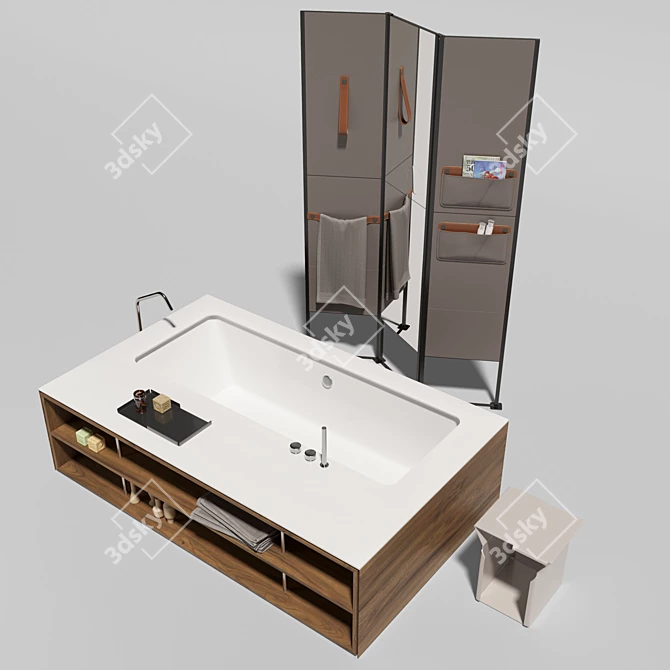 Sleek Bathroom 3-Piece Set 3D model image 1