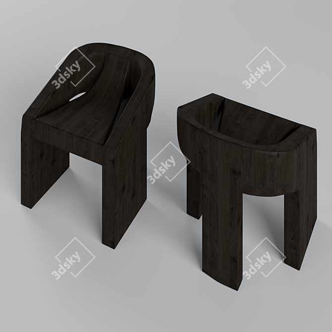 Title: Stonewood Chair by Rick Owens 3D model image 3