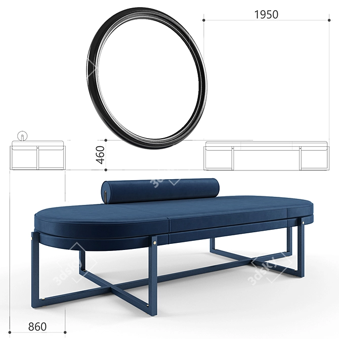 Sigmund Factory Bench: Sleek, Stylish, and Sturdy 3D model image 1