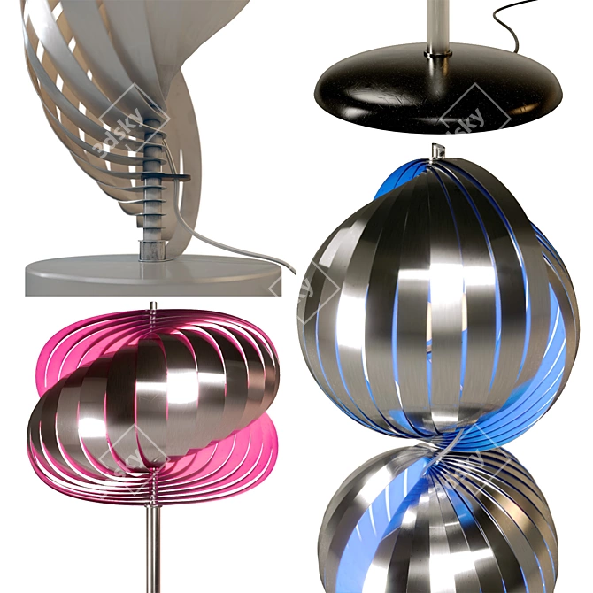 Sleek Lamella Floor Lamps by Henri Mathieu 3D model image 3