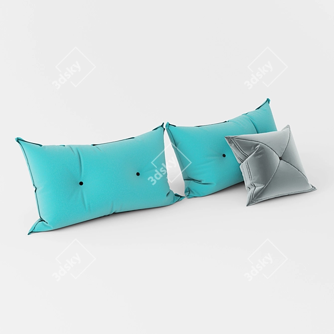 Title: Buttoned Decorative Pillows 3D model image 2